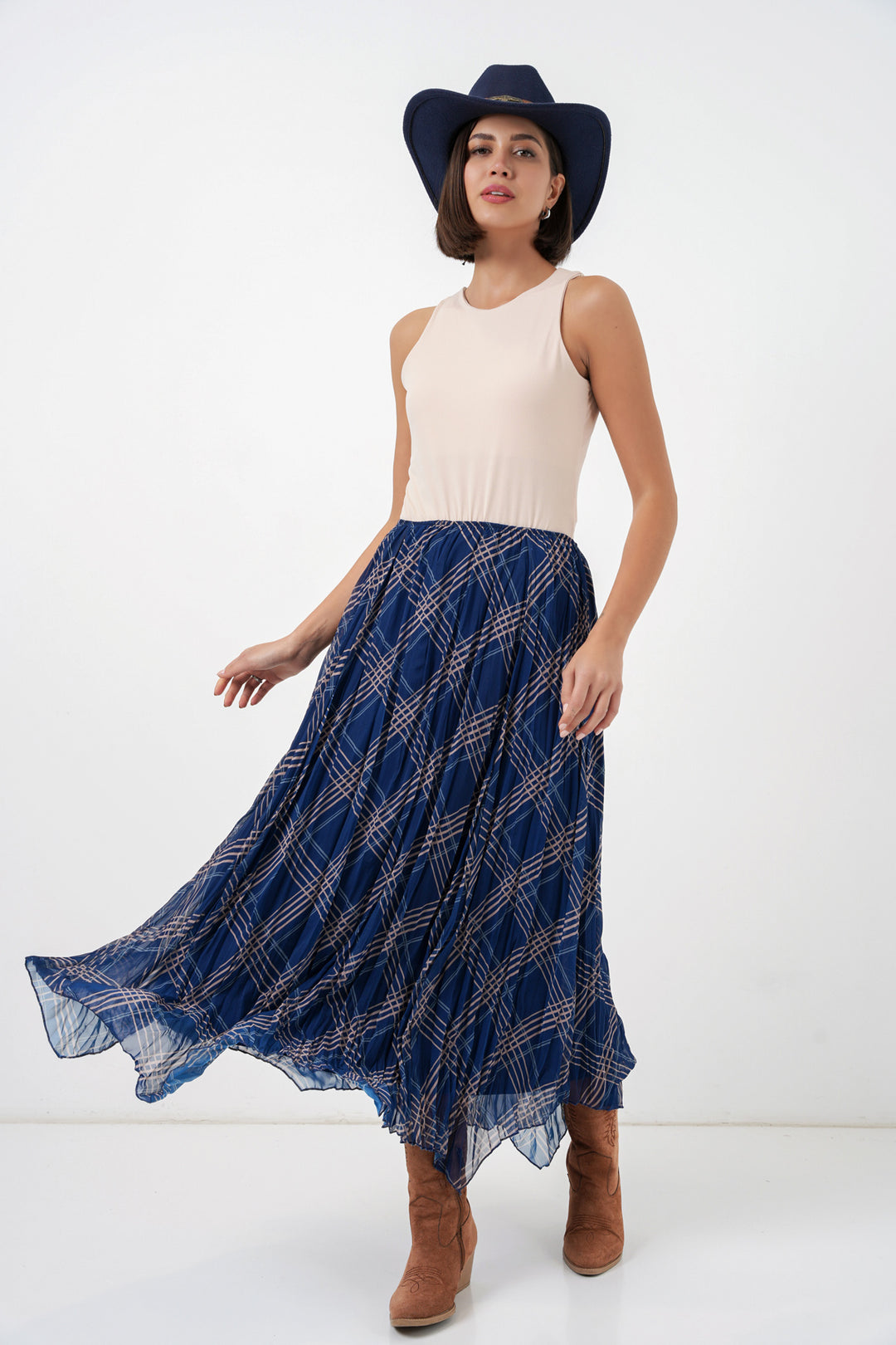 BGD Women Kadın Asimetrik Kesim Şifon Etek 8056 - Lacivert - Grand Junction