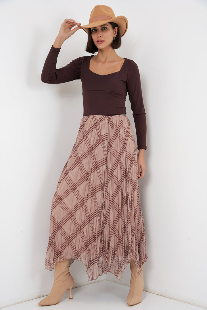 BGD Women Kadın Asimetrik Kesim Şifon Etek 8056 - Vizon - Vitoria-Gasteiz