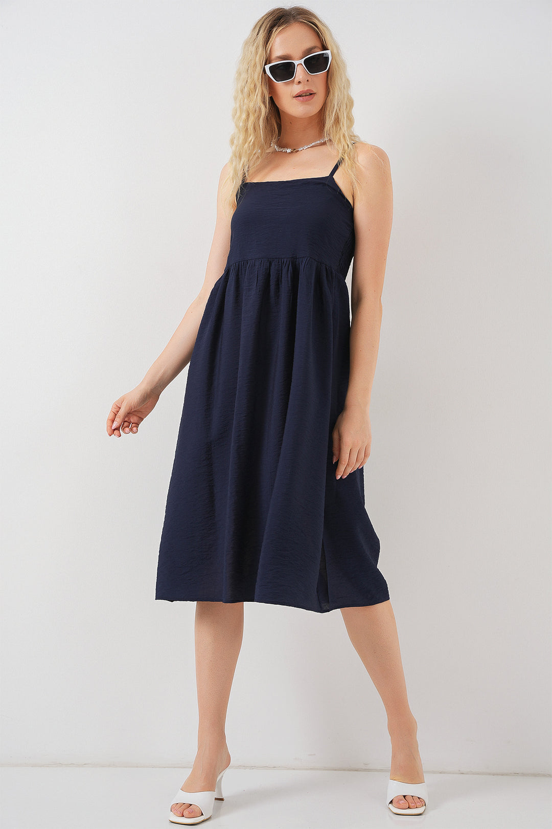 BGD Women Women's Strappy Ayrobin Dress 2565 - Navy Blue - Martina Franca