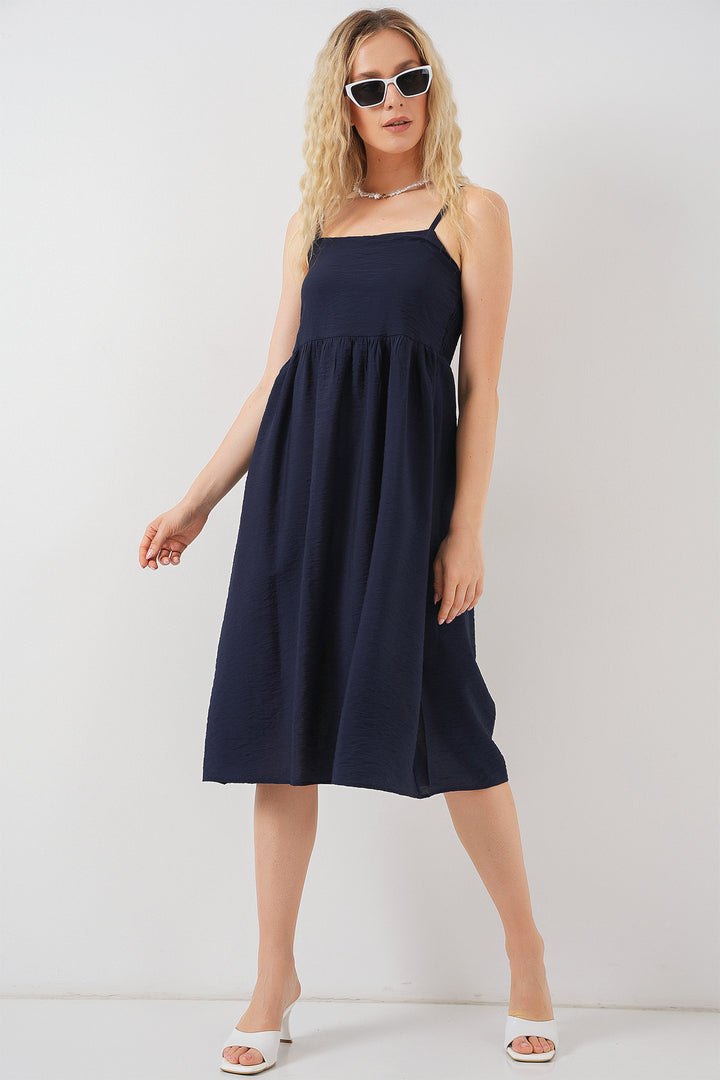 BGD Women Women's Strappy Ayrobin Dress 2565 - Navy Blue - Martina Franca
