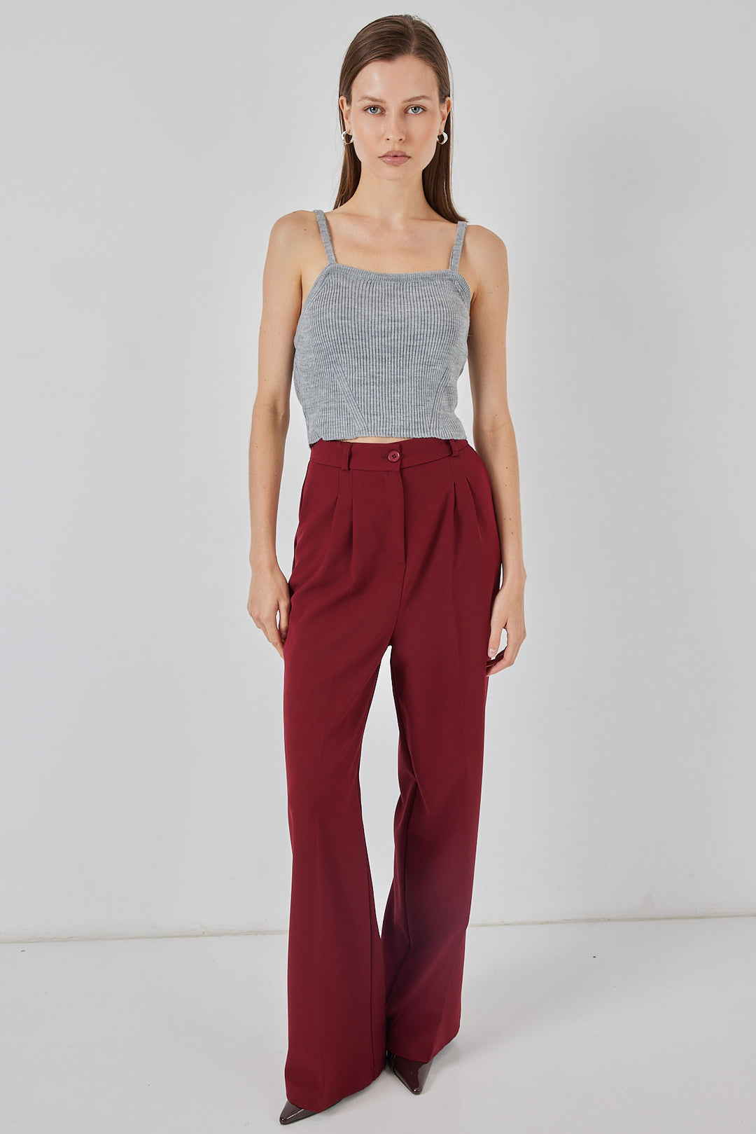 BGD Women Women's Strappy Crop Top Blouse 15934 - Gray - Póvoa de Varzim