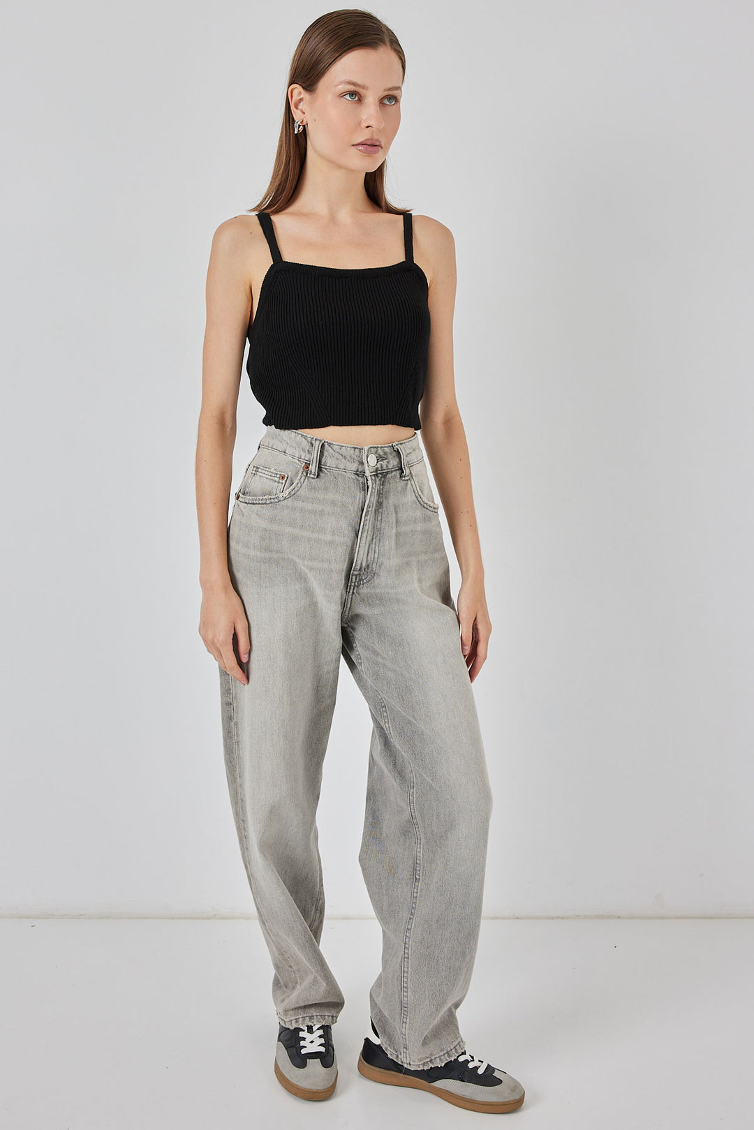 BGD Women Women's Strappy Crop Top Blouse 15934 - Black - Temecula
