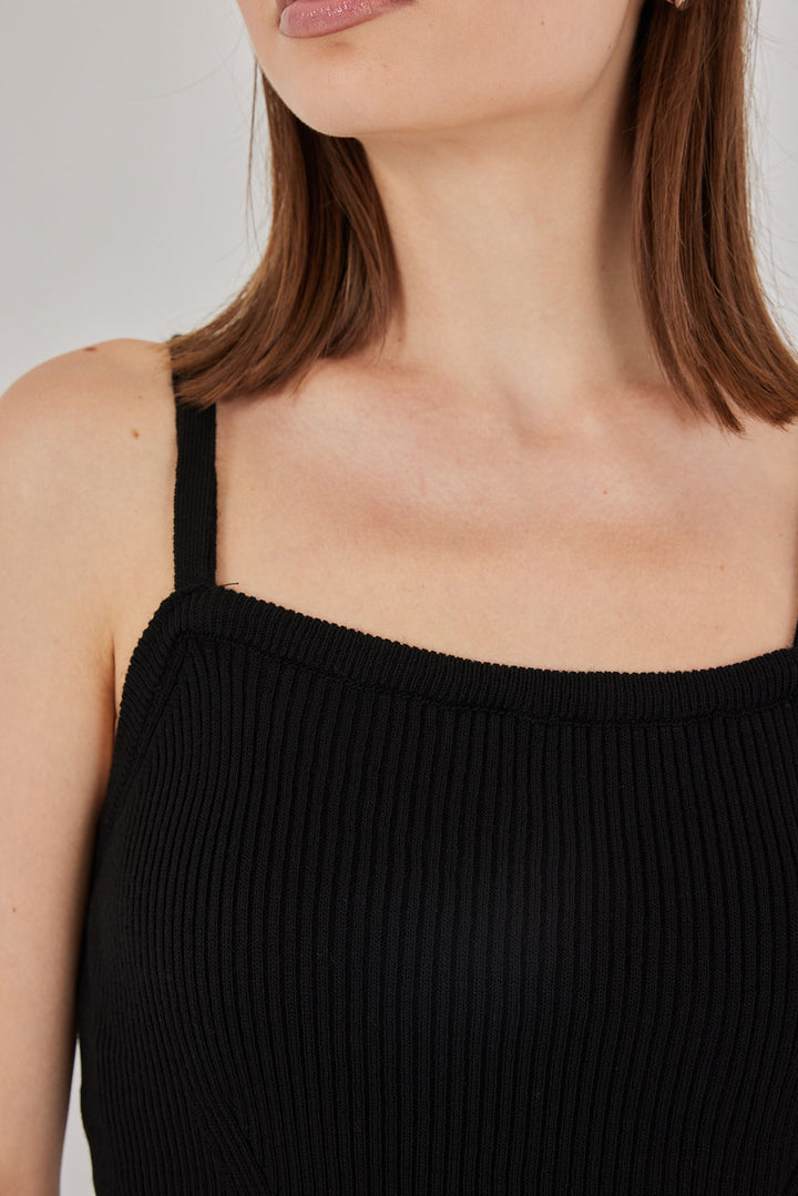 BGD Women Women's Strappy Crop Top Blouse 15934 - Black - Temecula