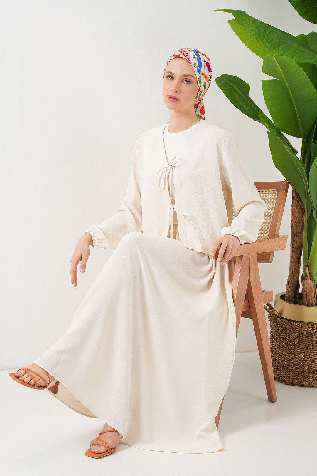BGD Women Woman Ayrobin Kimono Skirt Two Piece Set 8047 - Ecru - Roy
