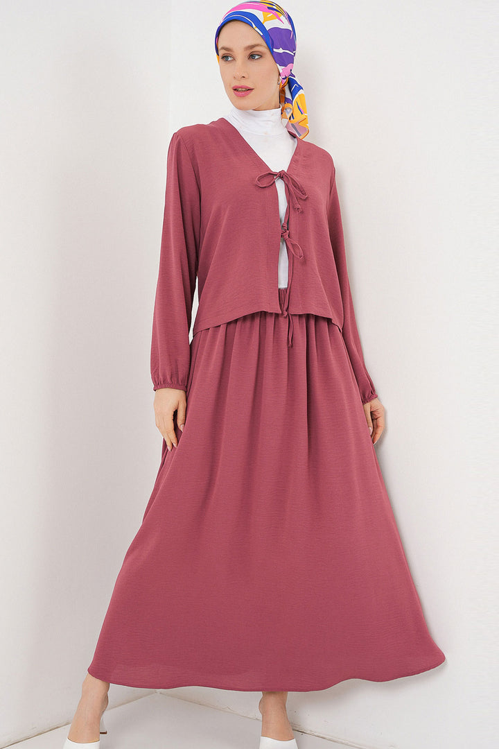 BGD Women Woman Ayrobin Kimono Skirt Two Piece Set 8047 - Rose Pink - Wildomar