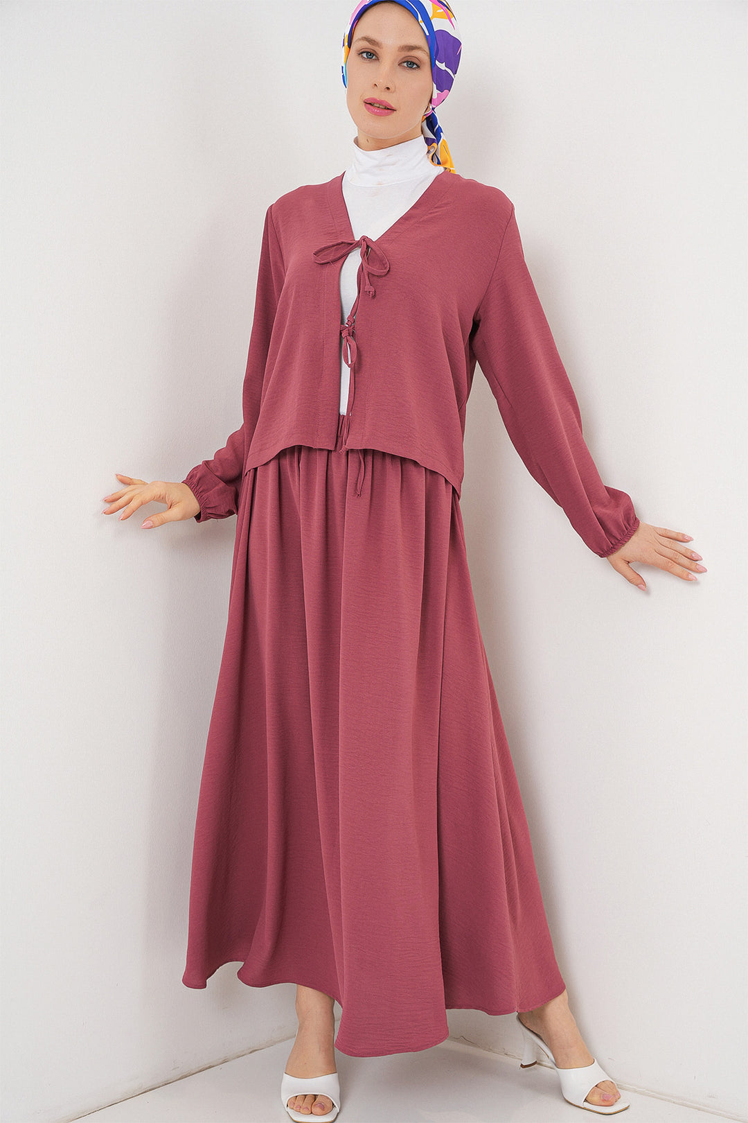 BGD Women Woman Ayrobin Kimono Skirt Two Piece Set 8047 - Rose Pink - Wildomar