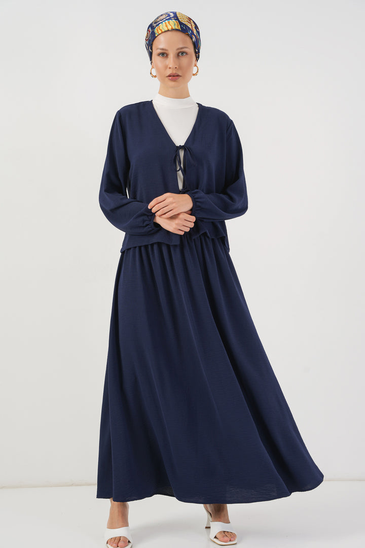 BGD Women Woman Ayrobin Kimono Skirt Two-Piece Set 8047 - Navy Blue - Montebello