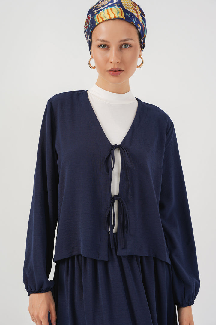 BGD Women Woman Ayrobin Kimono Skirt Two-Piece Set 8047 - Navy Blue - Montebello