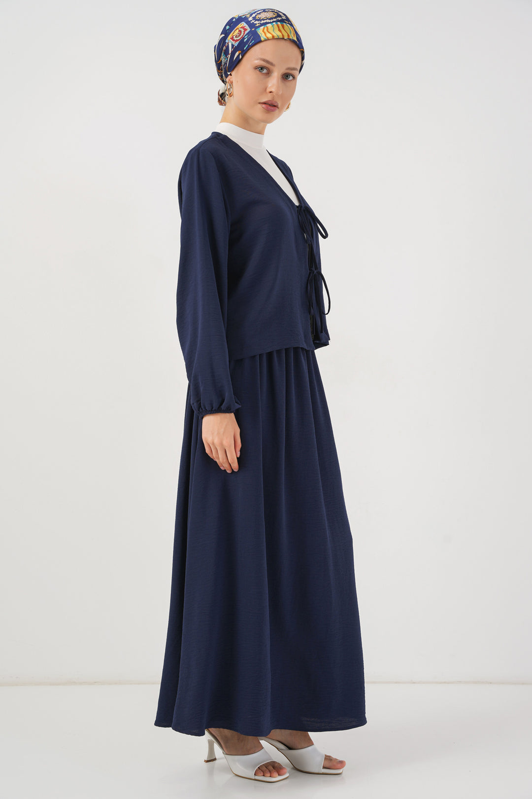 BGD Women Woman Ayrobin Kimono Skirt Two-Piece Set 8047 - Navy Blue - Montebello