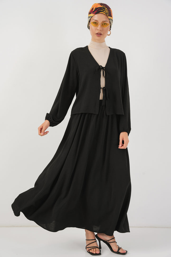 BGD Women Woman Ayrobin Kimono Skirt Two-Piece Set 8047 - Black - Pomezia