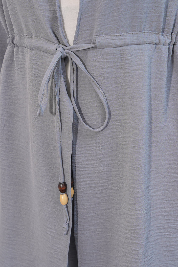 BGD Women Kadın Ayrobin Kimono Pantolon İkili Takım 30101 - Gri - Sevilla