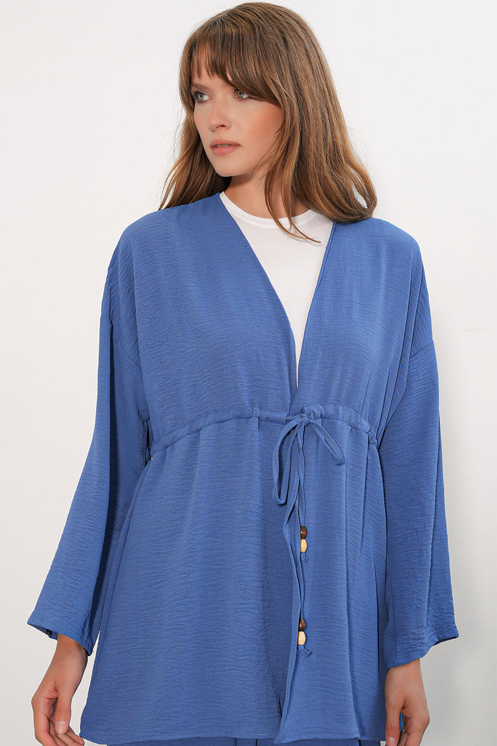 BGD Women Kadın Ayrobin Kimono Pantolon İkili Takım 30101 - İndigo - Cerignola