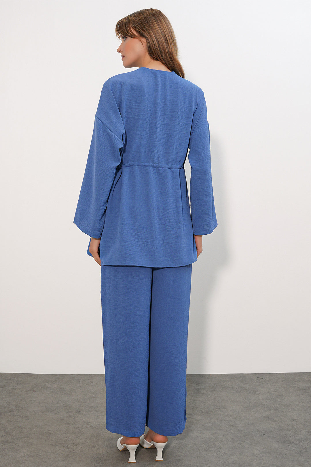 BGD Women Kadın Ayrobin Kimono Pantolon İkili Takım 30101 - İndigo - Cerignola