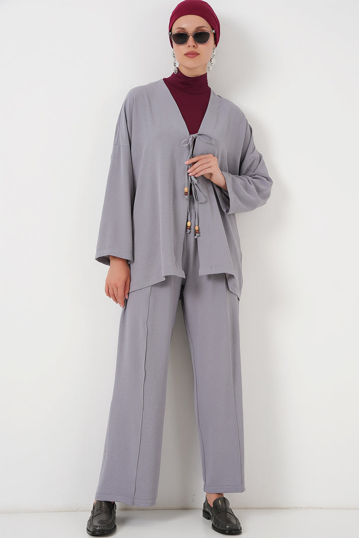 BGD Women Woman Ayrobin Kimono Pantsuit Set 6739 - Gray - Freeport