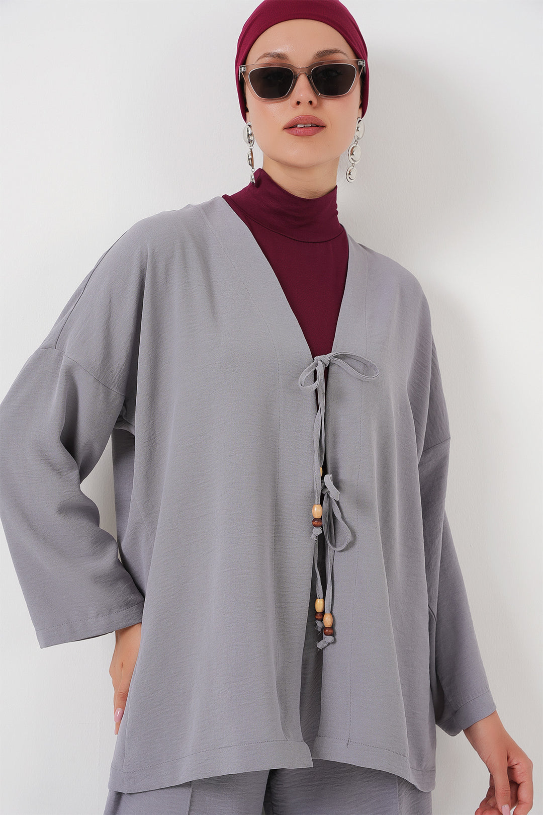 BGD Women Woman Ayrobin Kimono Pantsuit Set 6739 - Gray - Freeport