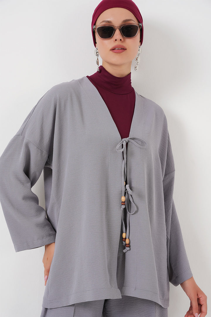 BGD Women Woman Ayrobin Kimono Pantsuit Set 6739 - Gray - Freeport