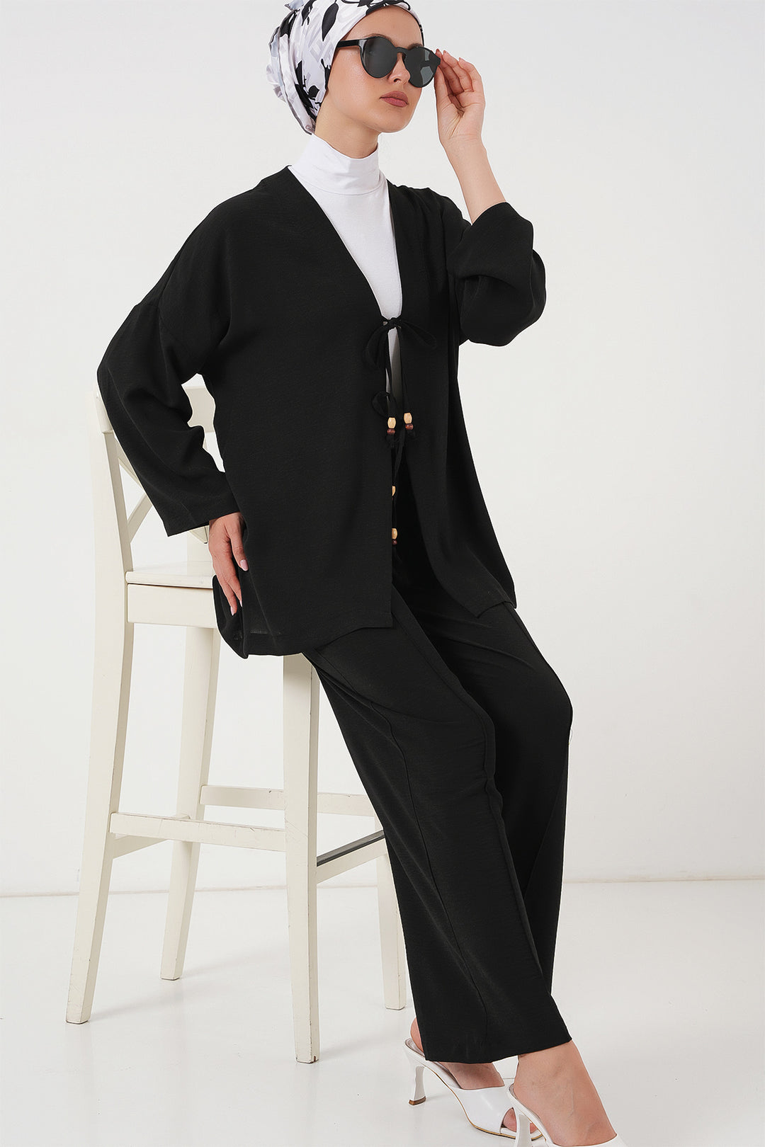 BGD Women Woman Ayrobin Kimono Pantsuit Set 6739 - Black - Câmara de Lobos