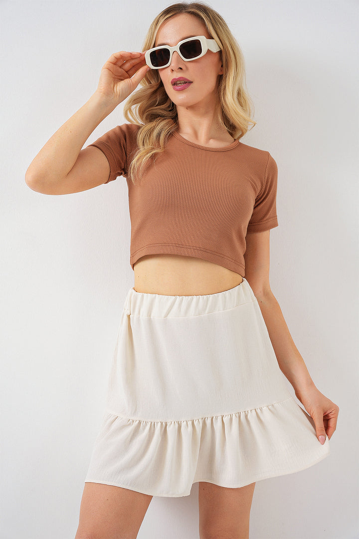 BGD Women Woman Ayrobin Mini Skirt 8054 - Ecru - Ixtlahuaca