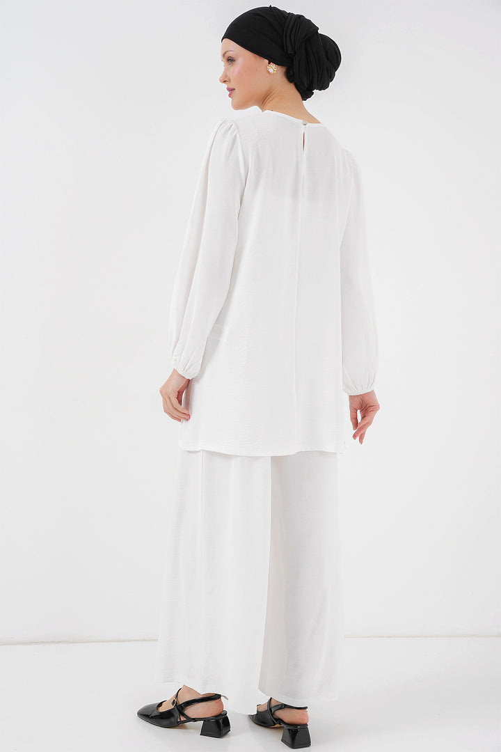 BGD Women Woman Ayrobin Tunic Pants Top Set 6712 - White - Caerphilly