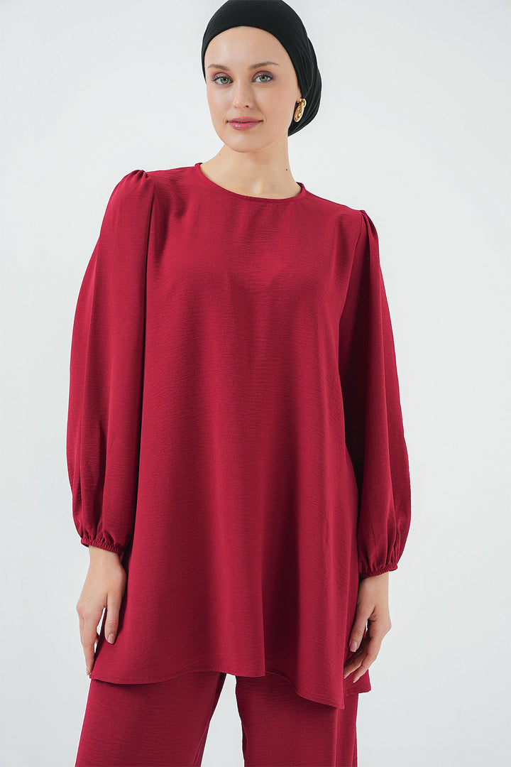 BGD Women Woman Ayrobin Tunic Pants Top Set 6712 - Burgundy - Salamanca