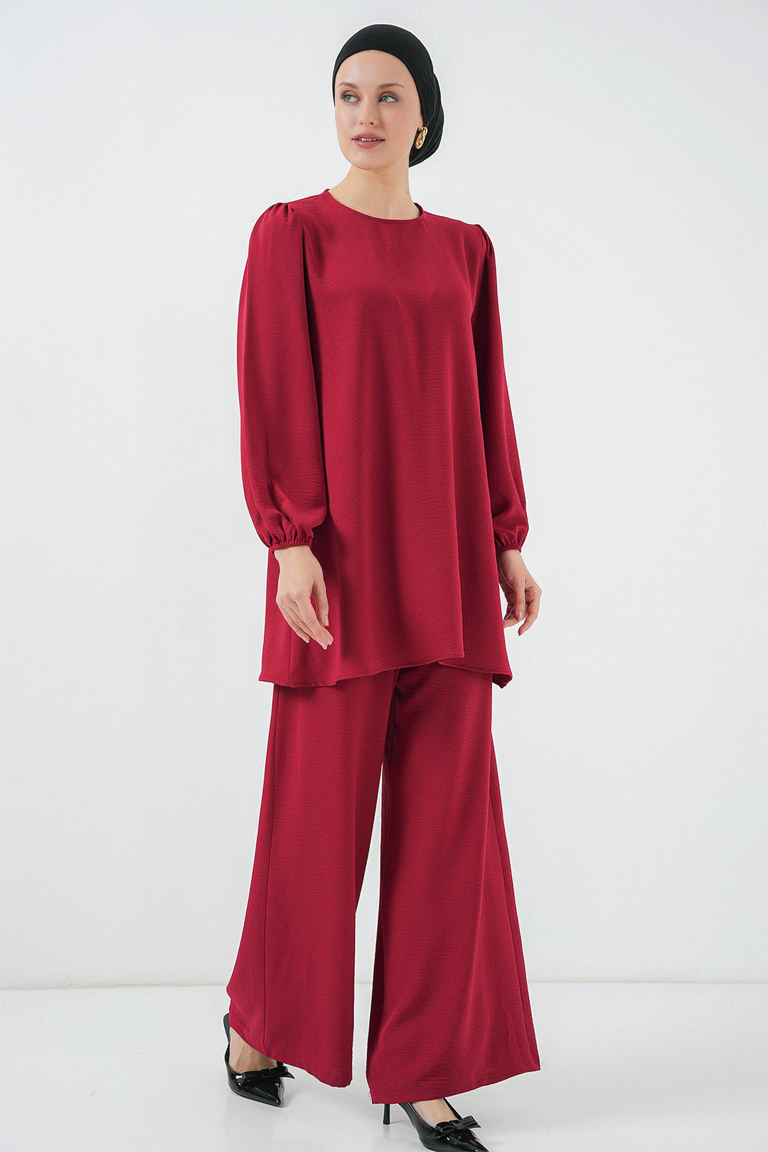 BGD Women Woman Ayrobin Tunic Pants Top Set 6712 - Burgundy - Salamanca