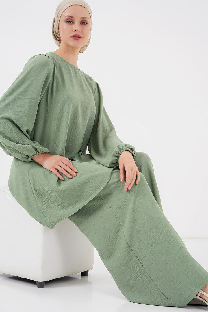 BGD Women Woman Ayrobin Tunic Pants Top Set 6712 - Çağla - Massa