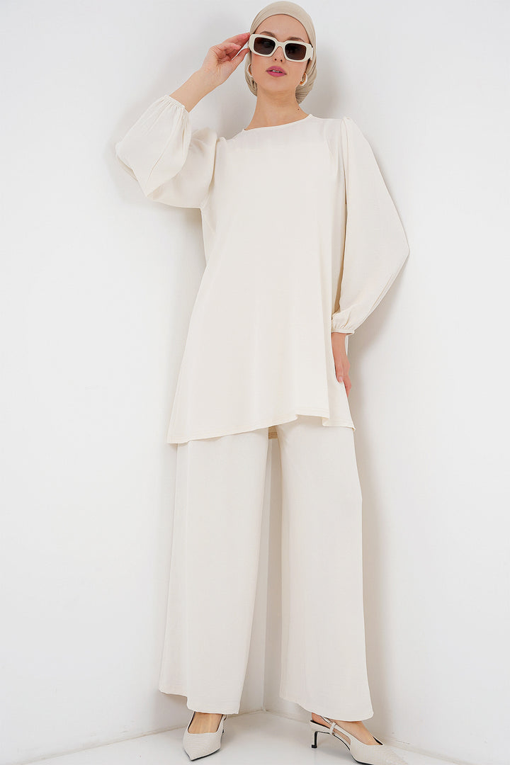 BGD Women Woman Ayrobin Tunic Pants Top Set 6712 - Ecru - Somerville