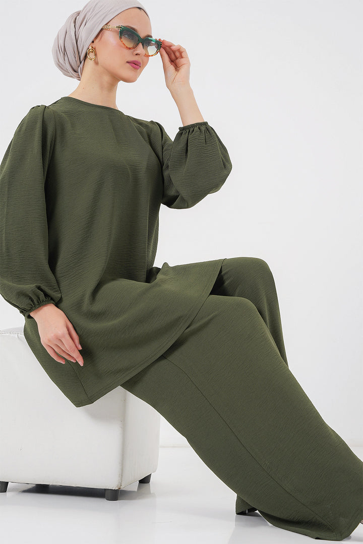 BGD Women Woman Ayrobin Tunic Pants Top Set 6712 - Khaki - Ottawa