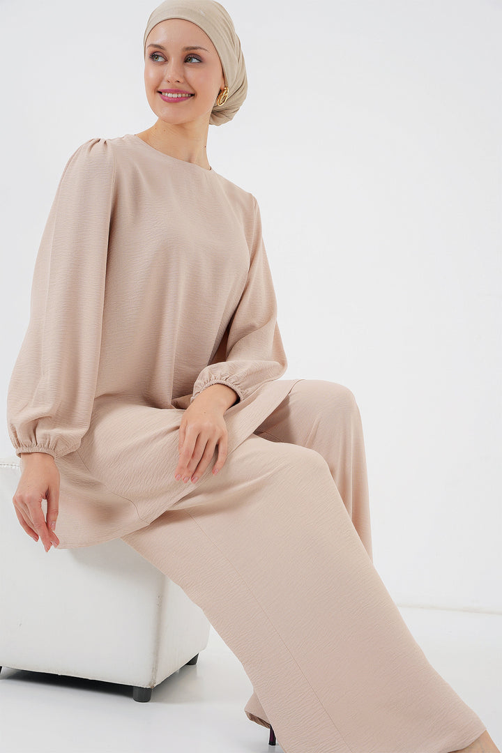 BGD Women Woman Ayrobin Tunic Pants Top Set 6712 - Cream - Houten