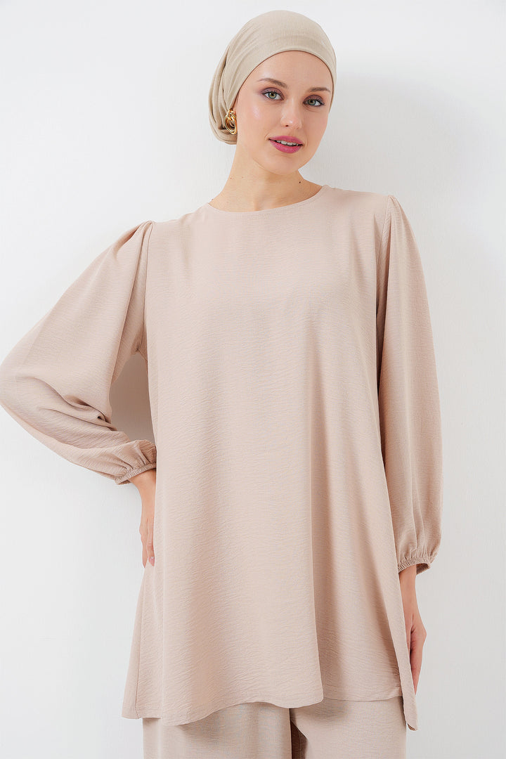 BGD Women Woman Ayrobin Tunic Pants Top Set 6712 - Cream - Houten