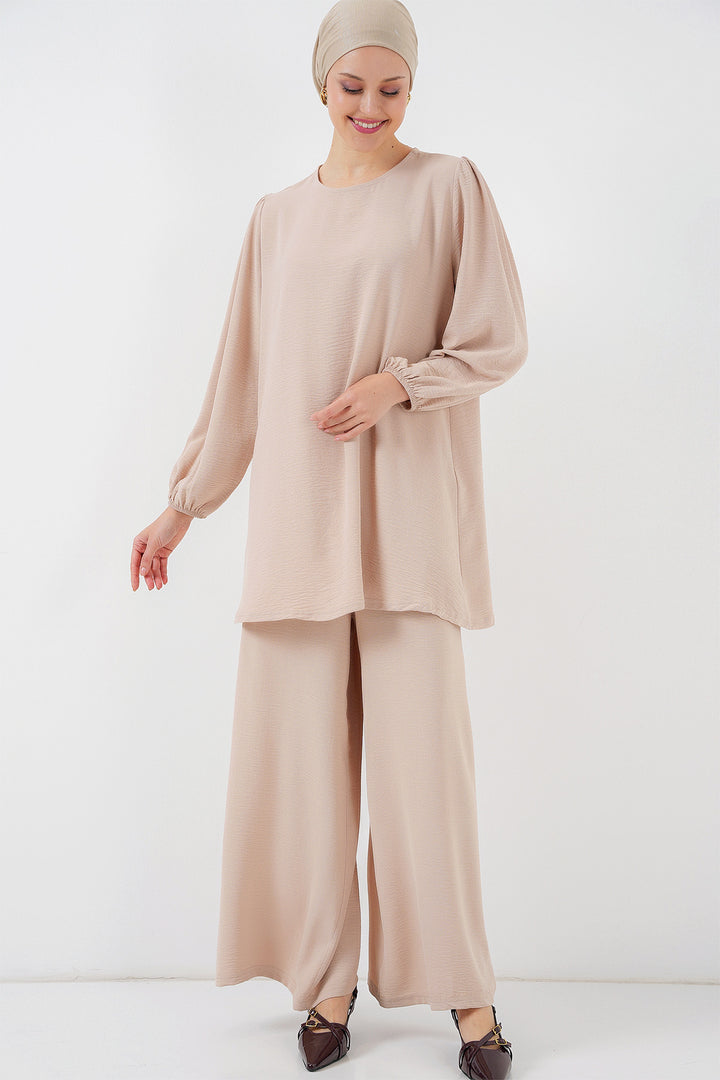 BGD Women Woman Ayrobin Tunic Pants Top Set 6712 - Cream - Houten