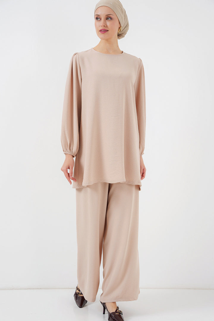 BGD Women Woman Ayrobin Tunic Pants Top Set 6712 - Cream - Houten