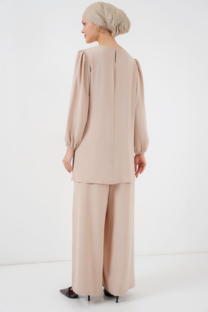 BGD Women Woman Ayrobin Tunic Pants Top Set 6712 - Cream - Houten