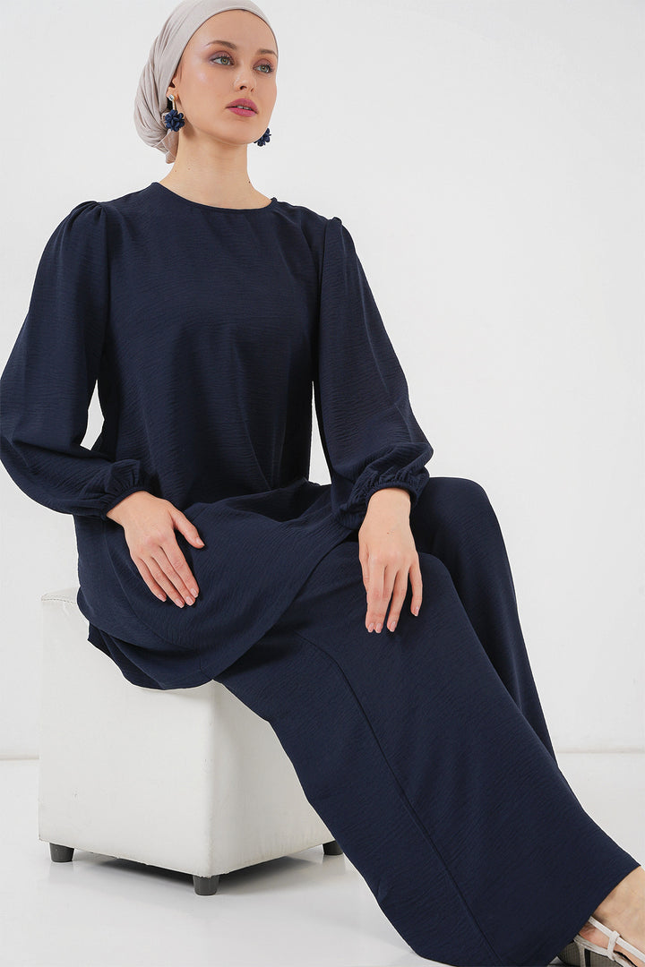 BGD Women Woman Ayrobin Tunic Pants Top Set 6712 - Navy Blue - Ovar