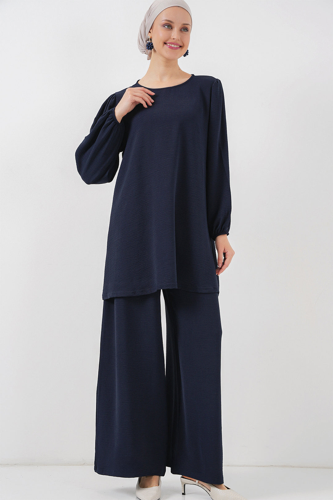 BGD Women Woman Ayrobin Tunic Pants Top Set 6712 - Navy Blue - Ovar