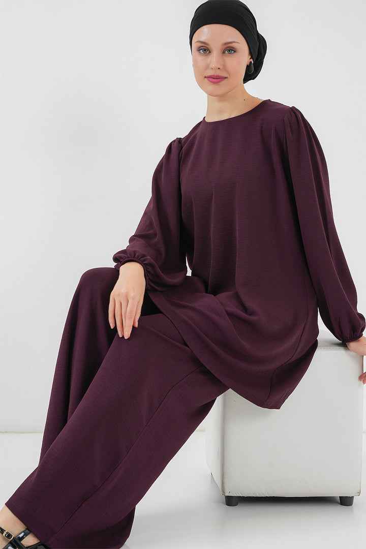 BGD Women Woman Ayrobin Tunic Pants Top Set 6712 - Purple - Metairie