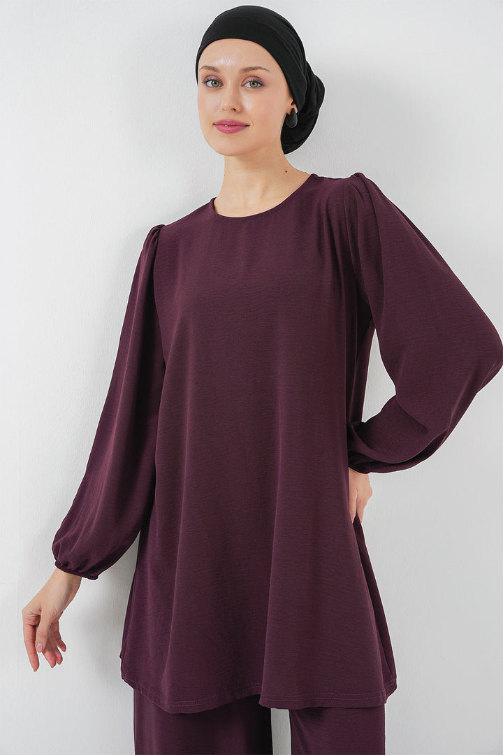 BGD Women Woman Ayrobin Tunic Pants Top Set 6712 - Purple - Metairie