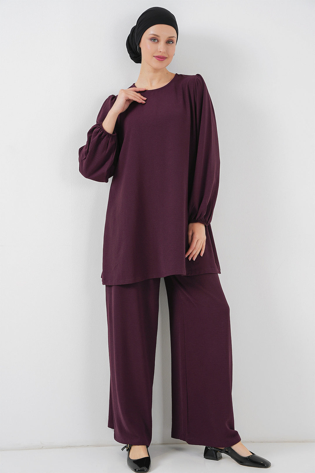 BGD Women Woman Ayrobin Tunic Pants Top Set 6712 - Purple - Metairie