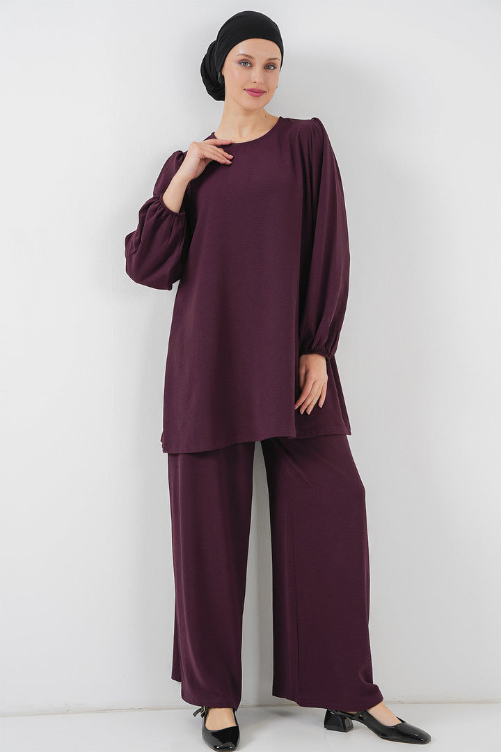 BGD Women Woman Ayrobin Tunic Pants Top Set 6712 - Purple - Metairie