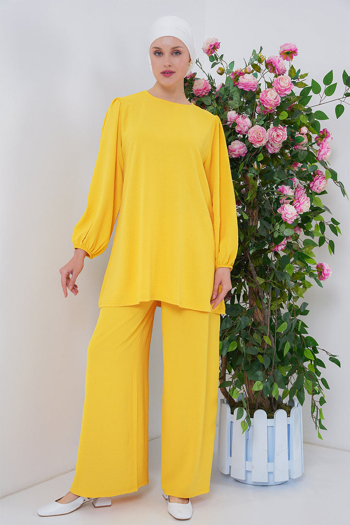 BGD Women Woman Ayrobin Tunic Pants Top Set 6712 - Yellow - Edmond