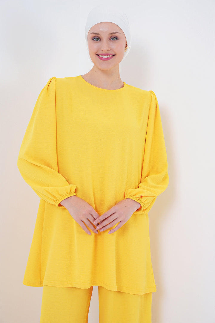 BGD Women Woman Ayrobin Tunic Pants Top Set 6712 - Yellow - Edmond