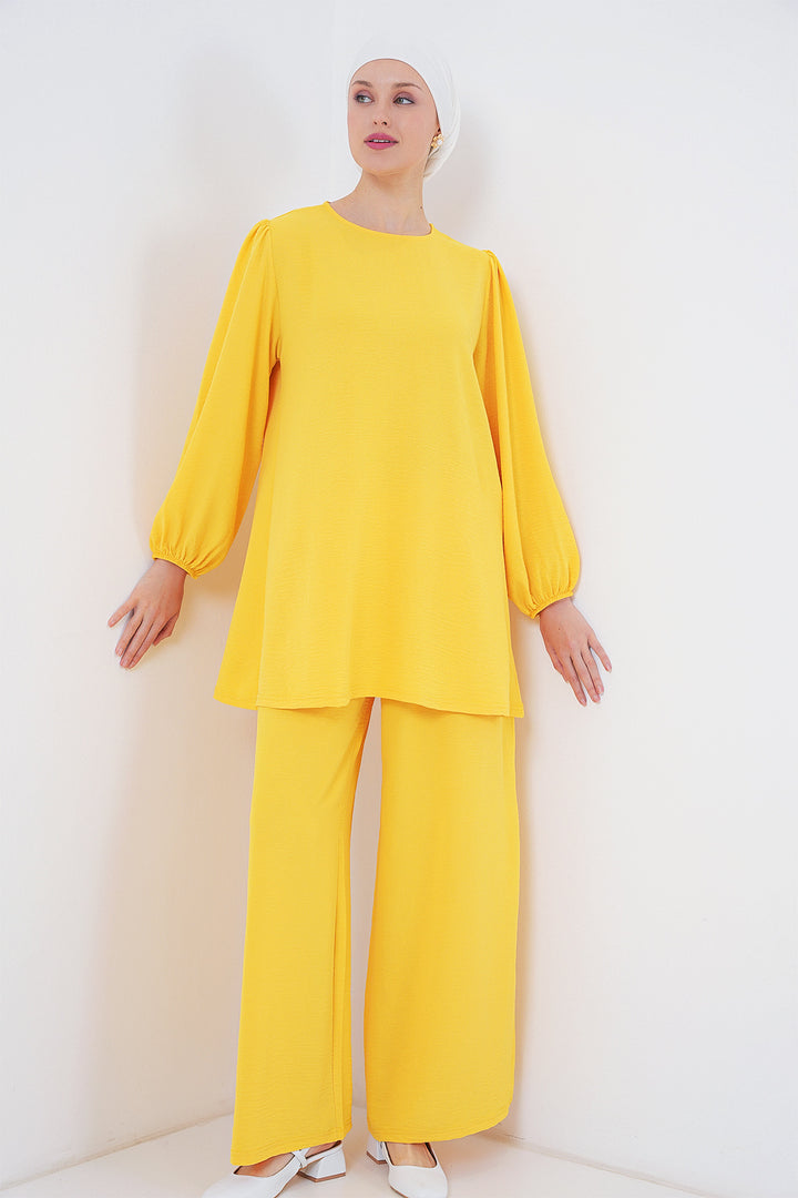 BGD Women Woman Ayrobin Tunic Pants Top Set 6712 - Yellow - Edmond
