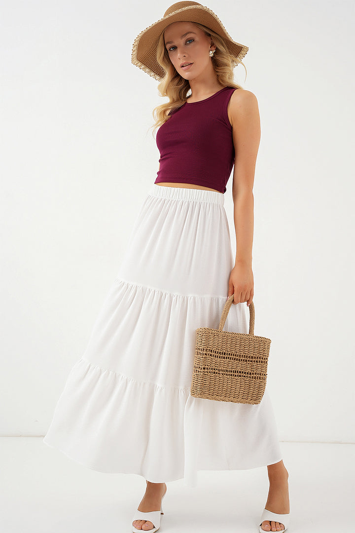 BGD Women Woman Ayrobin Long Skirt 8048 - White - Cava de’ Tirreni