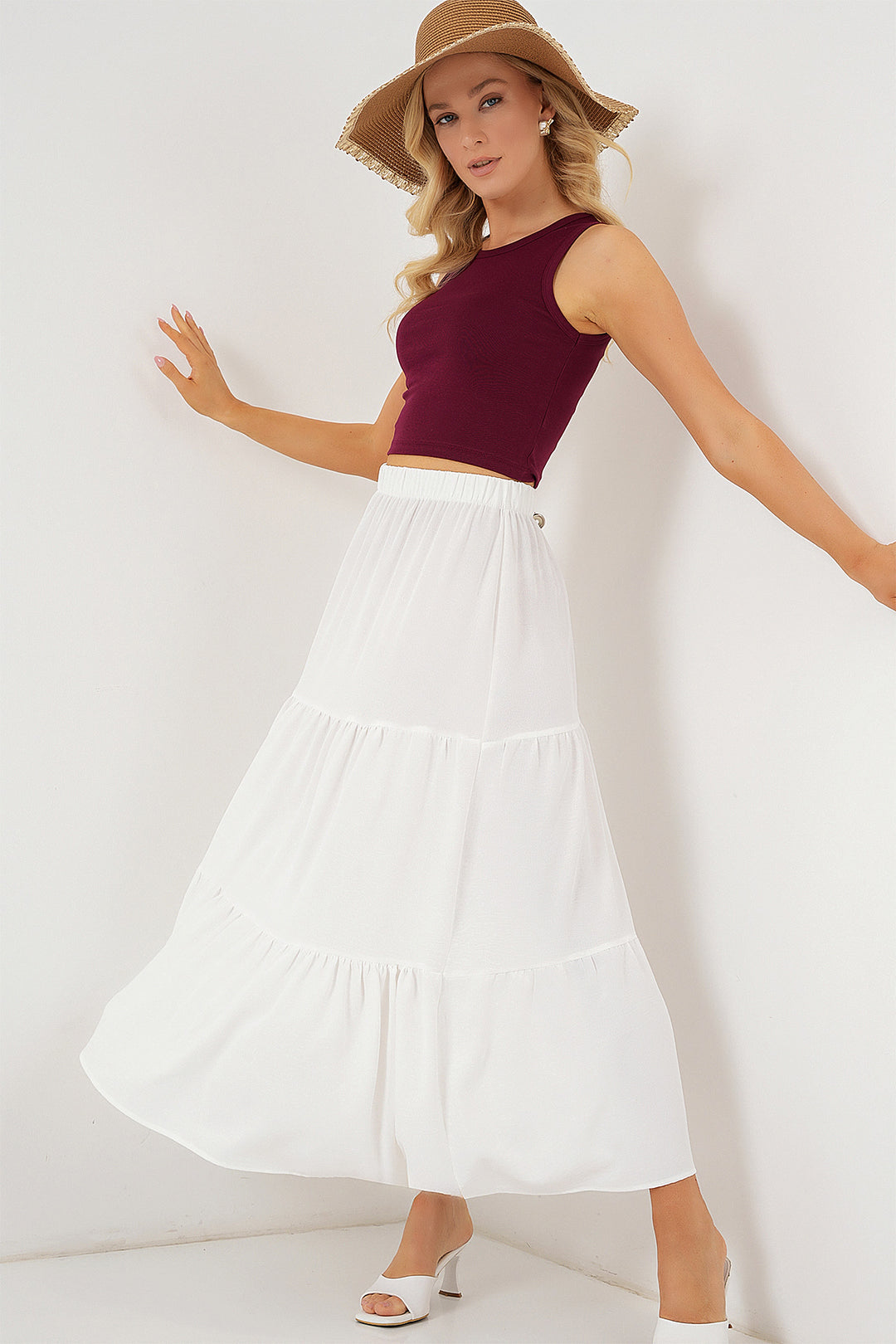 BGD Women Woman Ayrobin Long Skirt 8048 - White - Cava de’ Tirreni