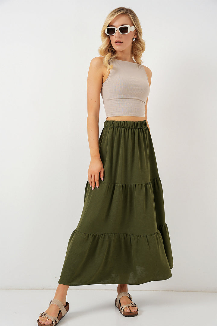 BGD Women Woman Ayrobin Long Skirt 8048 - Khaki - Piacenza