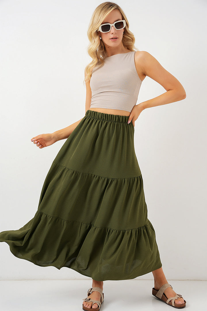 BGD Women Woman Ayrobin Long Skirt 8048 - Khaki - Piacenza