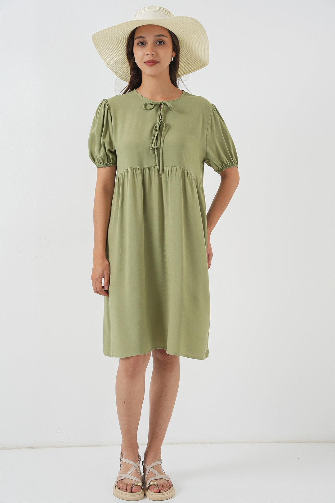 BGD Women Women's Lace-Up Midi Dress 2575 - C. Çağla - Rovenky