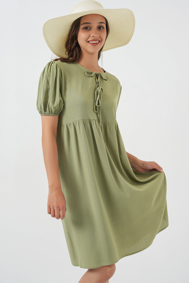 BGD Women Women's Lace-Up Midi Dress 2575 - C. Çağla - Rovenky
