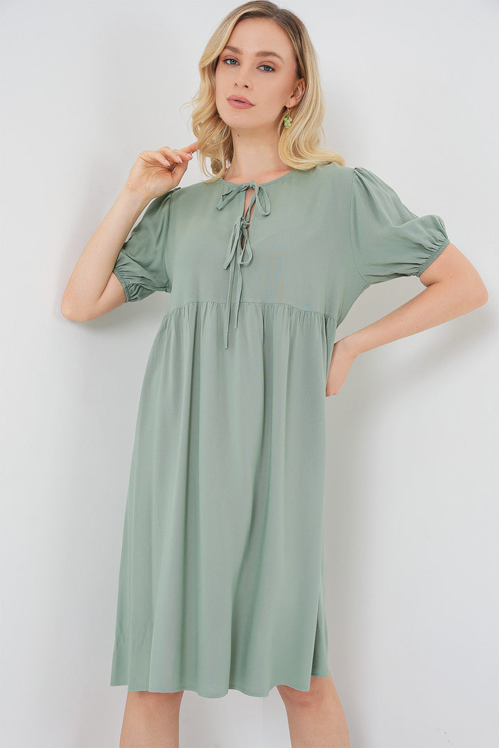 BGD Women Woman Lace-Up Midi Dress 2575 - Çağla - Kettering