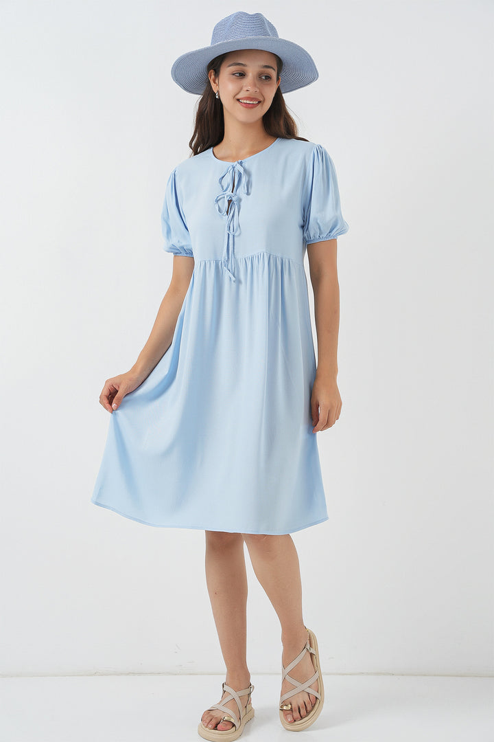 BGD Women Woman Lace-Up Midi Dress 2575 - Blue - Albufeira